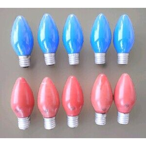 10) Vintage GE C-9 Christmas Lights Red And Blue Bulbs July 4th Of July TESTED!